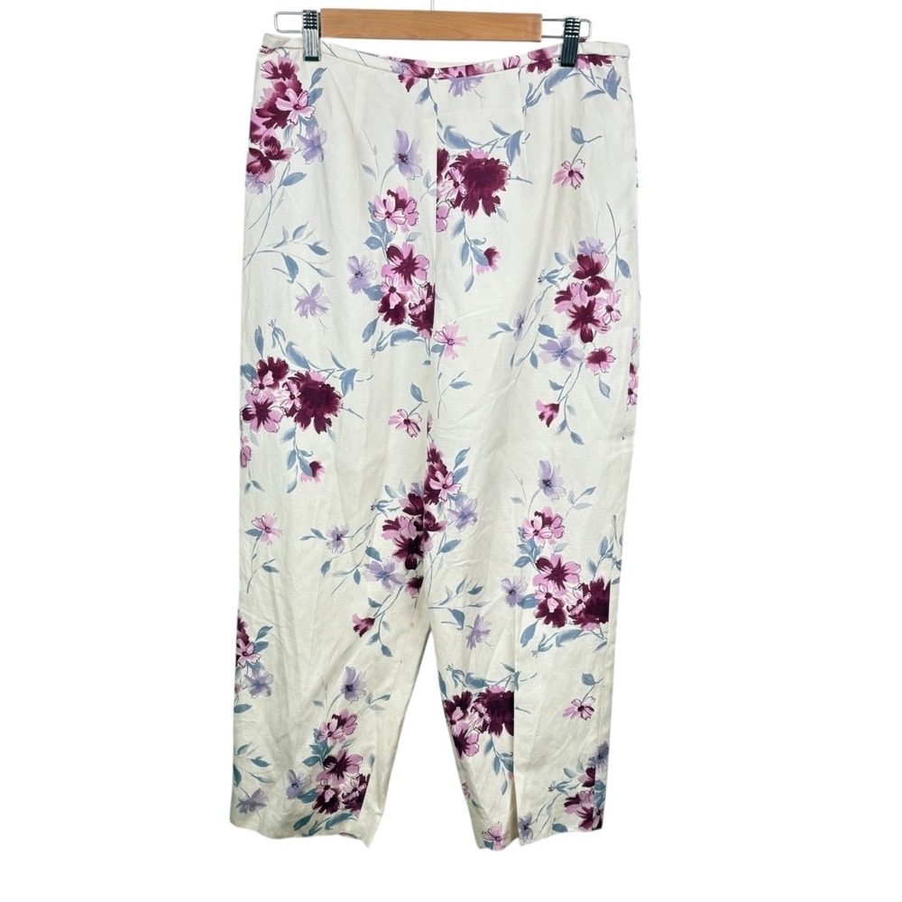 NWT Vintage Pendleton Floral Silk Linen Blend Lined High-Rise Pants Retro Office